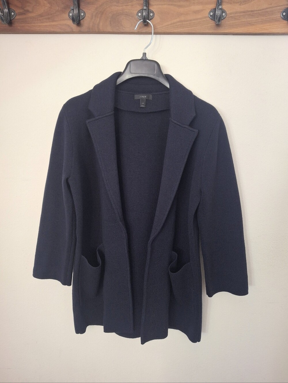 J CREW "Sophie" Open Front Sweater Blazer - Navy Blue - Size S